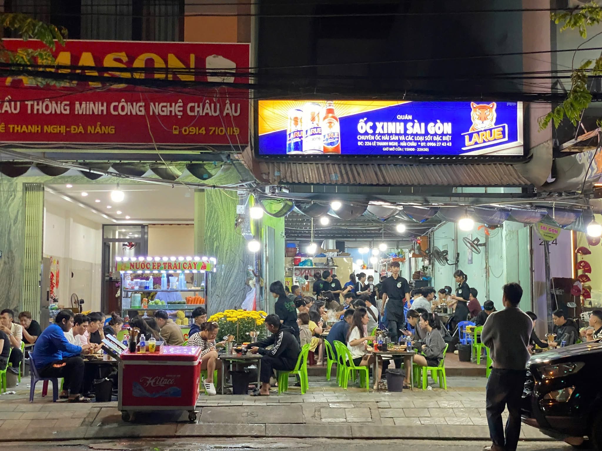 The storefront of Ốc Xinh Sài Gòn on Lê Thanh Nghị, Hải Châu, Da Nang.